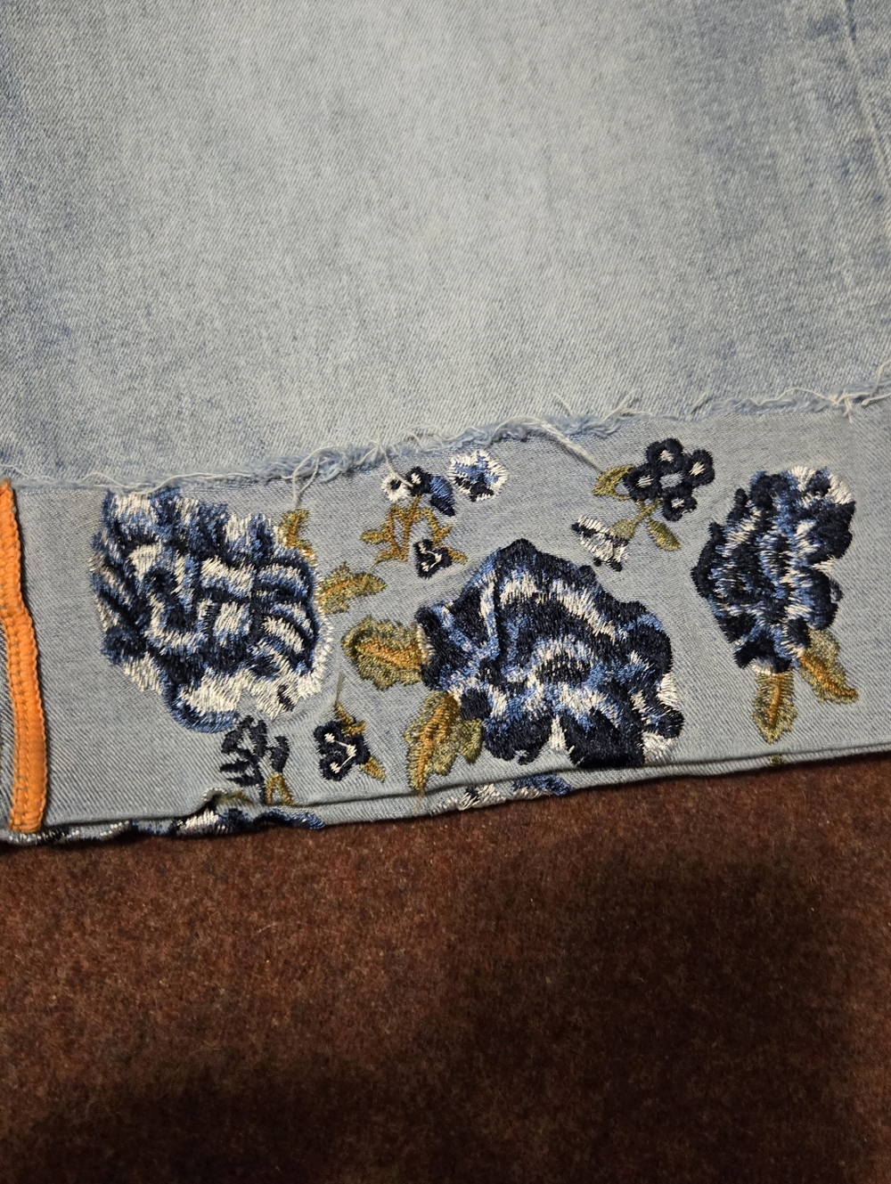 Flamingals Size XL Embroidered Denim Long Short - Picture 2 of 11